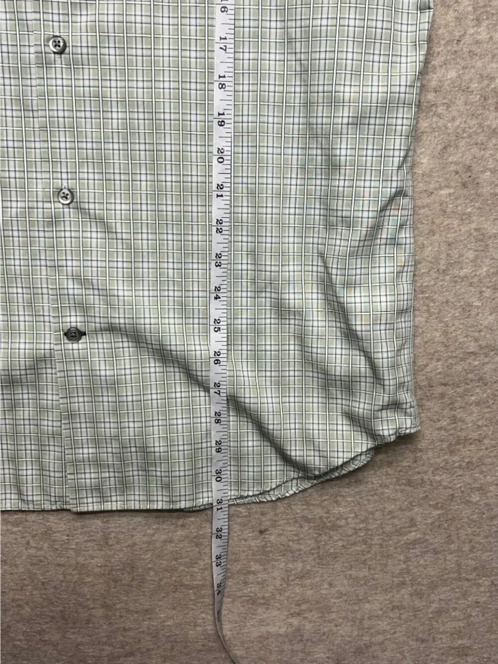 Banana Republic Non Iron Slim Fit Green Plaid Button Down Shirt Mens Large Offic